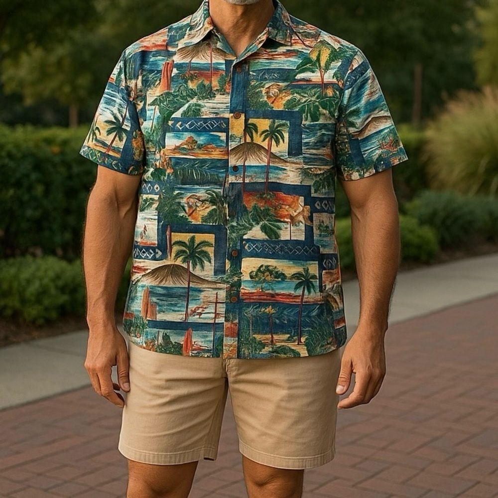 Reyn Spooner Button Down 2018 Christmas Hawaiian Shirt Size Large